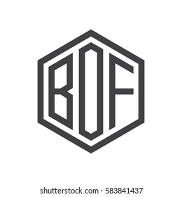 initial three letter logo hexagon black