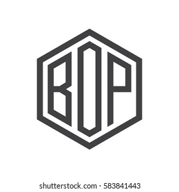 initial three letter logo hexagon black