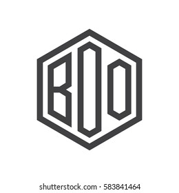 initial three letter logo hexagon black