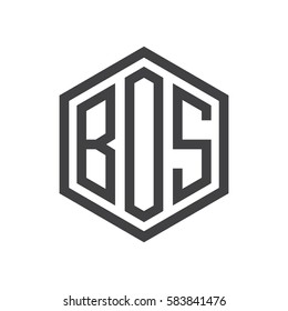 initial three letter logo hexagon black