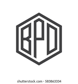 initial three letter logo hexagon black