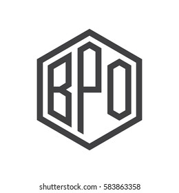 initial three letter logo hexagon black