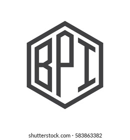 initial three letter logo hexagon black