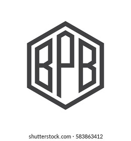 initial three letter logo hexagon black