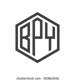 initial three letter logo hexagon black
