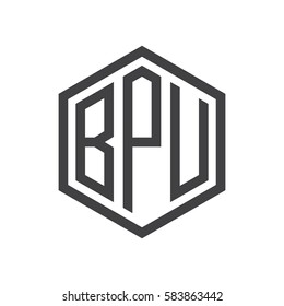initial three letter logo hexagon black