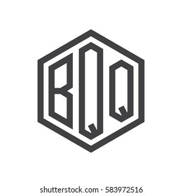 initial three letter logo hexagon black