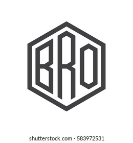 initial three letter logo hexagon black