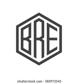 initial three letter logo hexagon black