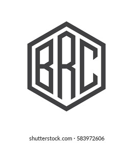 initial three letter logo hexagon black