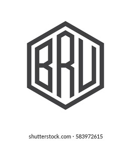 initial three letter logo hexagon black
