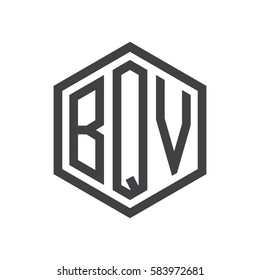 initial three letter logo hexagon black