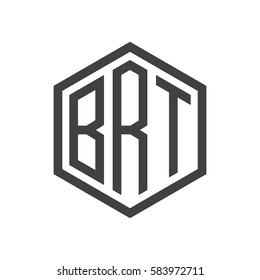 initial three letter logo hexagon black