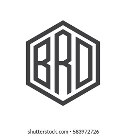 initial three letter logo hexagon black