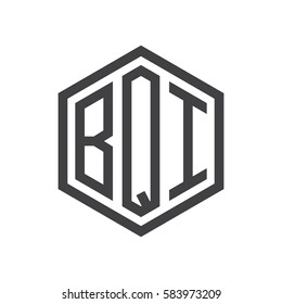 initial three letter logo hexagon black