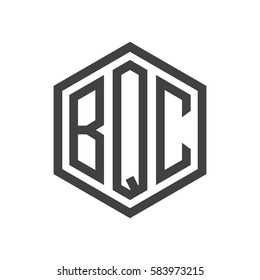 initial three letter logo hexagon black