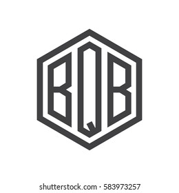 initial three letter logo hexagon black