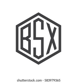 initial three letter logo hexagon black