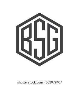 initial three letter logo hexagon black