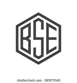 initial three letter logo hexagon black