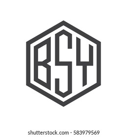 initial three letter logo hexagon black