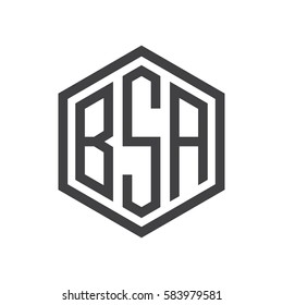 initial three letter logo hexagon black