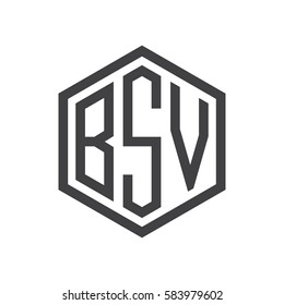initial three letter logo hexagon black