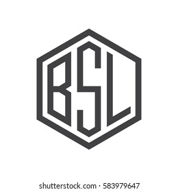initial three letter logo hexagon black