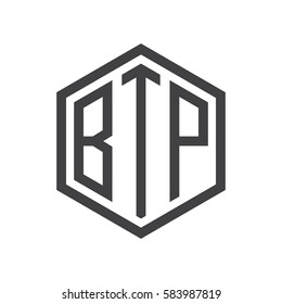 initial three letter logo hexagon black