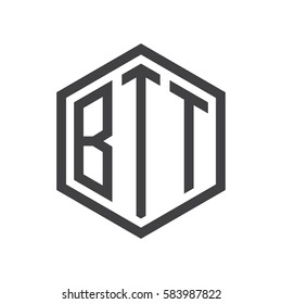 initial three letter logo hexagon black