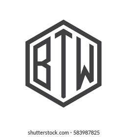 initial three letter logo hexagon black