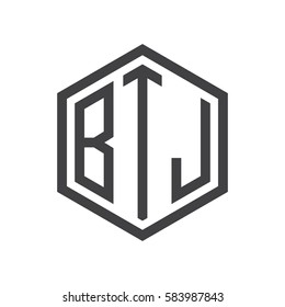 initial three letter logo hexagon black