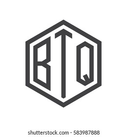 initial three letter logo hexagon black