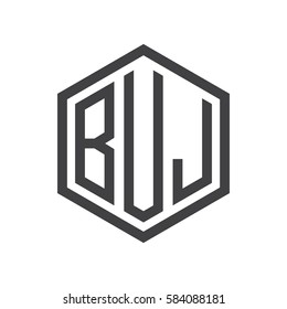 initial three letter logo hexagon black