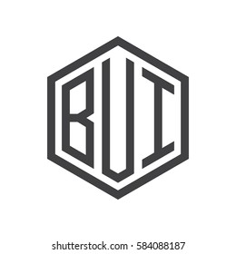 initial three letter logo hexagon black