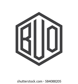 initial three letter logo hexagon black