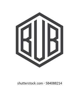 initial three letter logo hexagon black