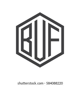 initial three letter logo hexagon black