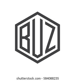 initial three letter logo hexagon black