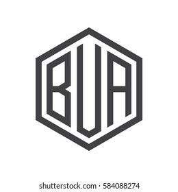 initial three letter logo hexagon black