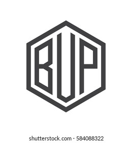 initial three letter logo hexagon black