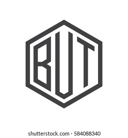 initial three letter logo hexagon black