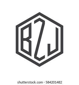 initial three letter logo hexagon black