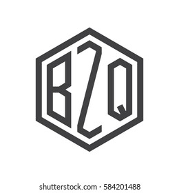 initial three letter logo hexagon black