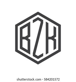 initial three letter logo hexagon black