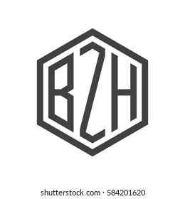 initial three letter logo hexagon black