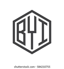 initial three letter logo hexagon black