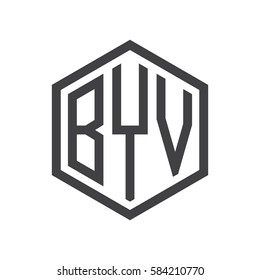 initial three letter logo hexagon black