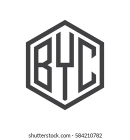 initial three letter logo hexagon black