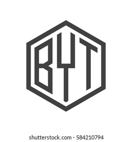 initial three letter logo hexagon black
